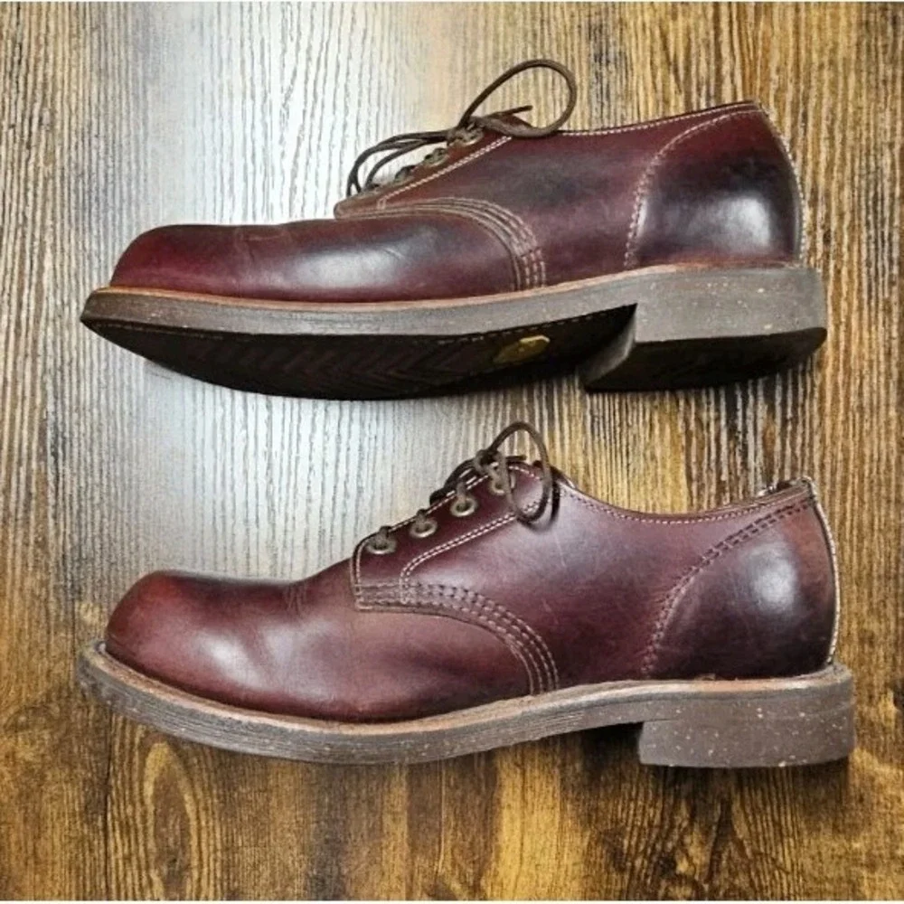 Chippewa LL Bean Shoes Mens 8EE Brown Leather Oxford Vibram Soles Boots